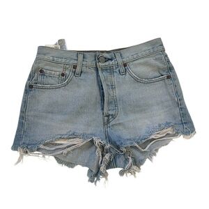 Levi's Light Blue Distressed Cutoff Denim Shorts